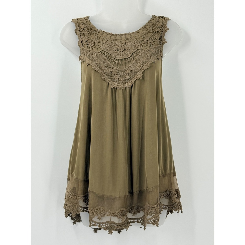 NWT NY&CO Boho Festival Lace Crochet Mesh Tank Top Womens sz M fairy grunge